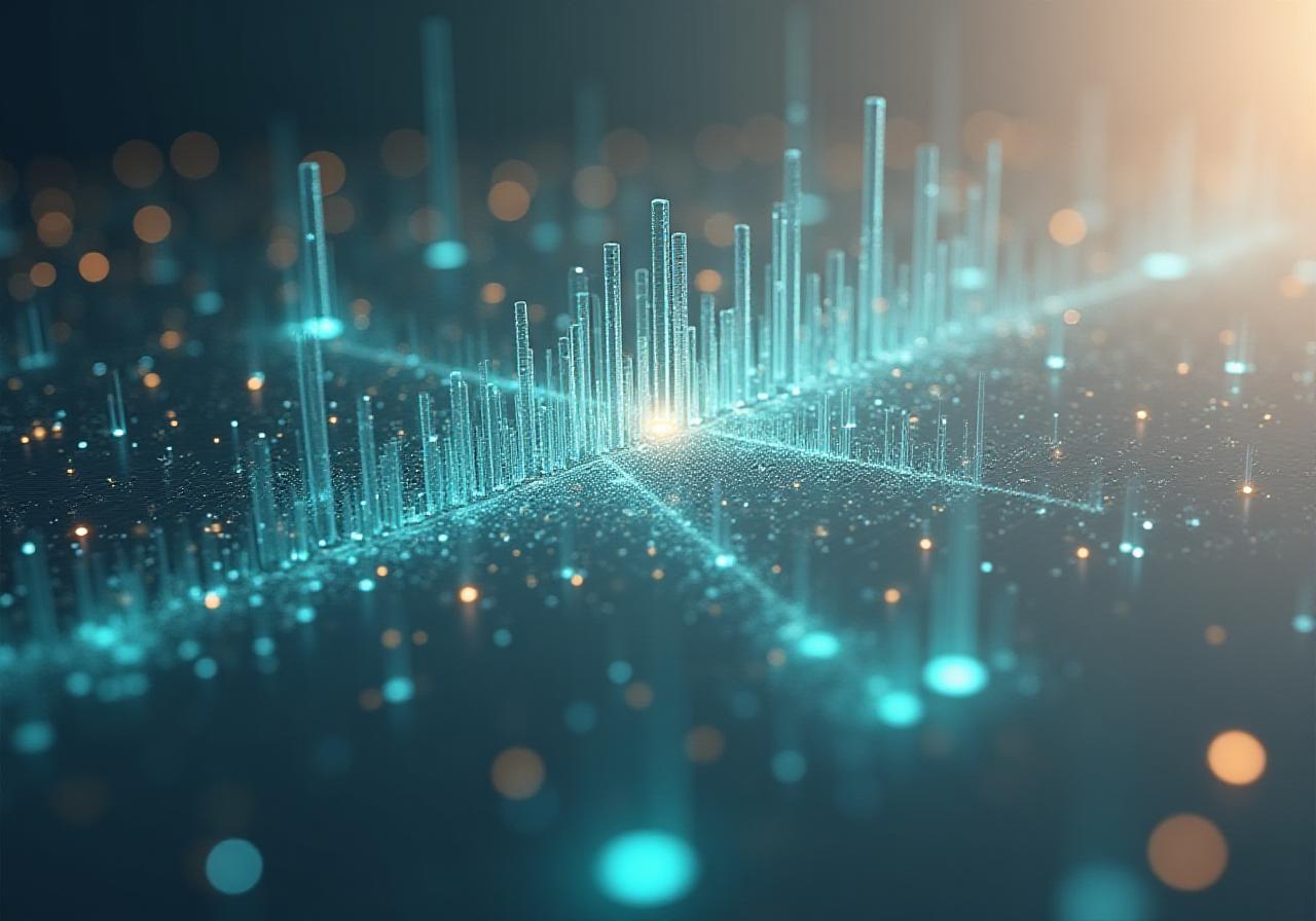 Rappresentazione astratta di analisi dati guidata da intelligenza artificiale
